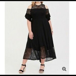 Torrid Lacey and soft cold shoulder dress